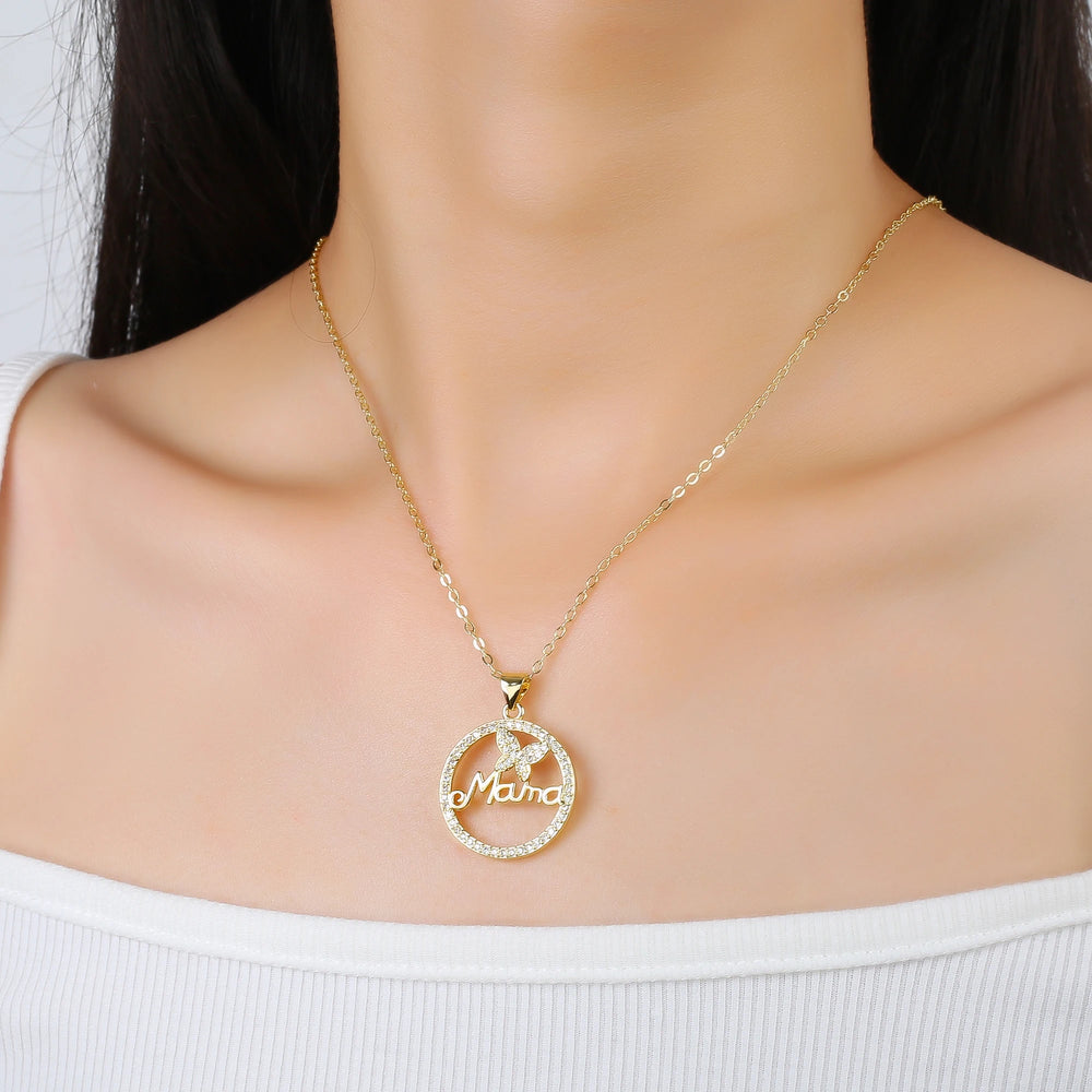! LumiMère Mama Zirkoon Ketting – Luxe Gepersonaliseerde Hanger voor Moeders